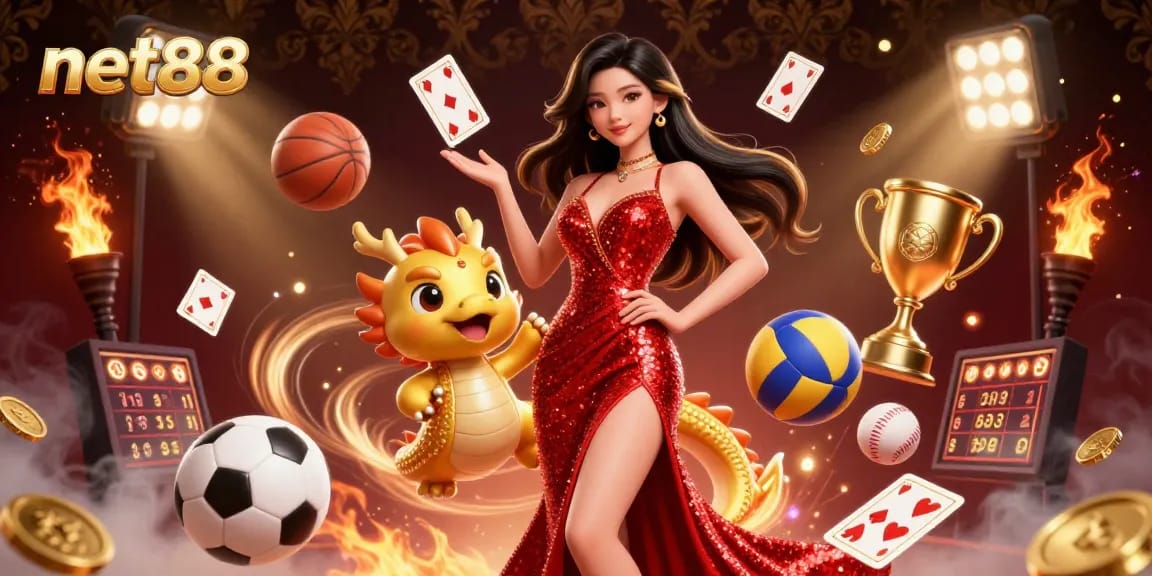 Engage with net88's thrilling online gaming experience featuring vibrant 3D elements.