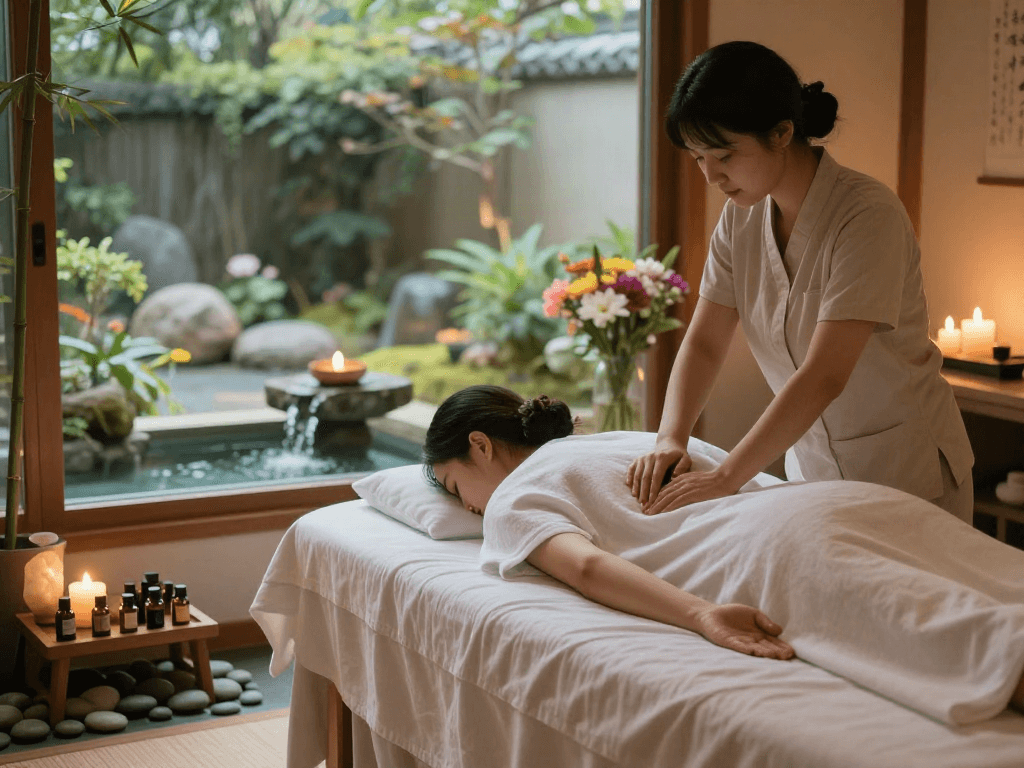 Expert 종로출장마사지 treatment in a peaceful spa ambiance with candles and essential oils.