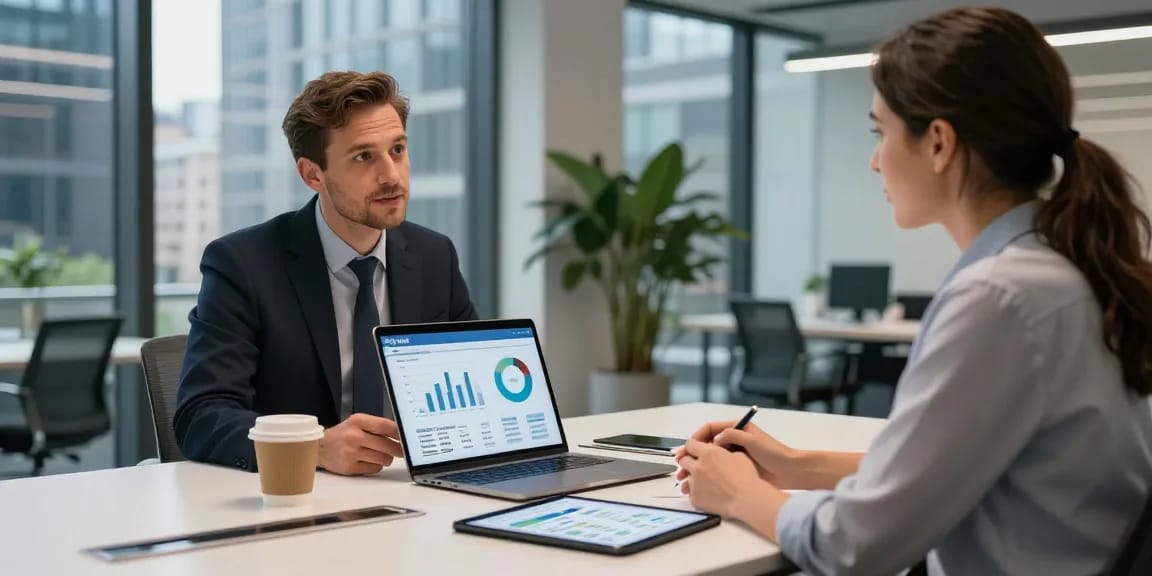Discussing British Gas business gas options in a modern office.