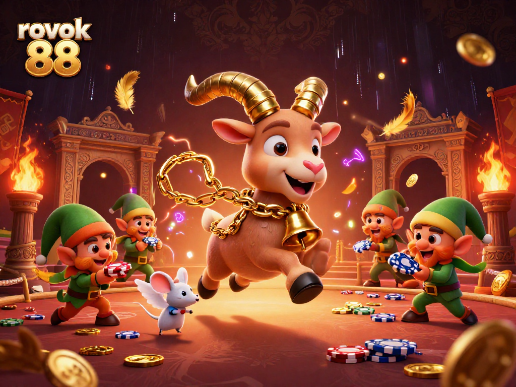 Engaging scene with rokok 88 showcasing festive Krampus in a vibrant casino environment