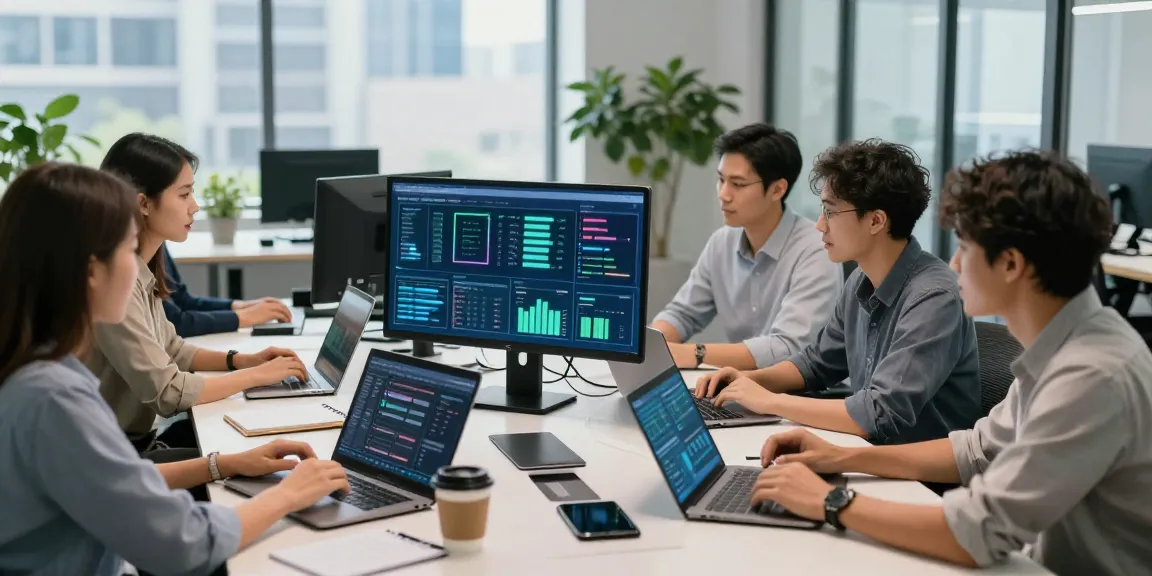 Collaboration among diverse professionals at the WPS Official Website digital workspace, showcasing teamwork with technology.