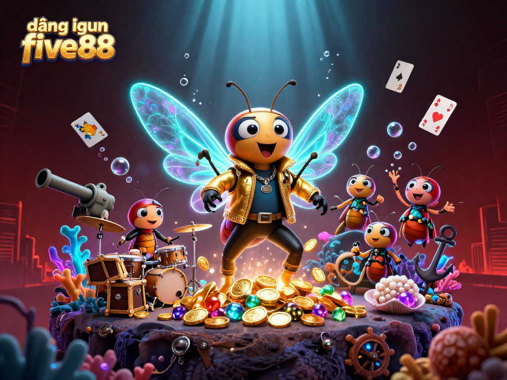 Engage in exciting online gaming with đăng nhập five88, featuring vibrant 3D characters and casino elements.