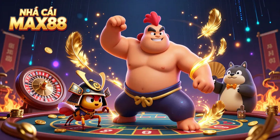Experience the thrilling gameplay at NHÀ CÁI MAX88 with vibrant characters and casino elements.