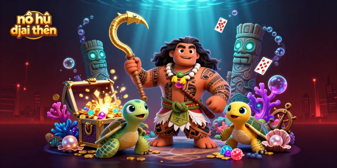 Engage in nổ hũ đổi thưởng excitement, featuring vibrant characters, undersea treasures, and dynamic casino elements.