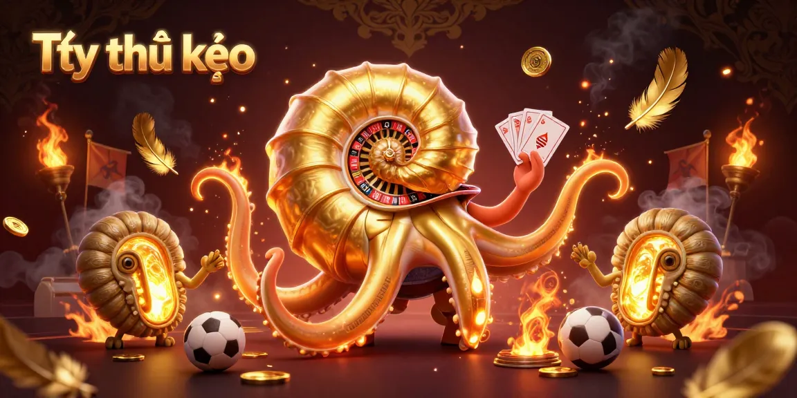 Engage with Tỷ lệ kèo in vibrant sports betting scene featuring a giant nautilus and winning cards.